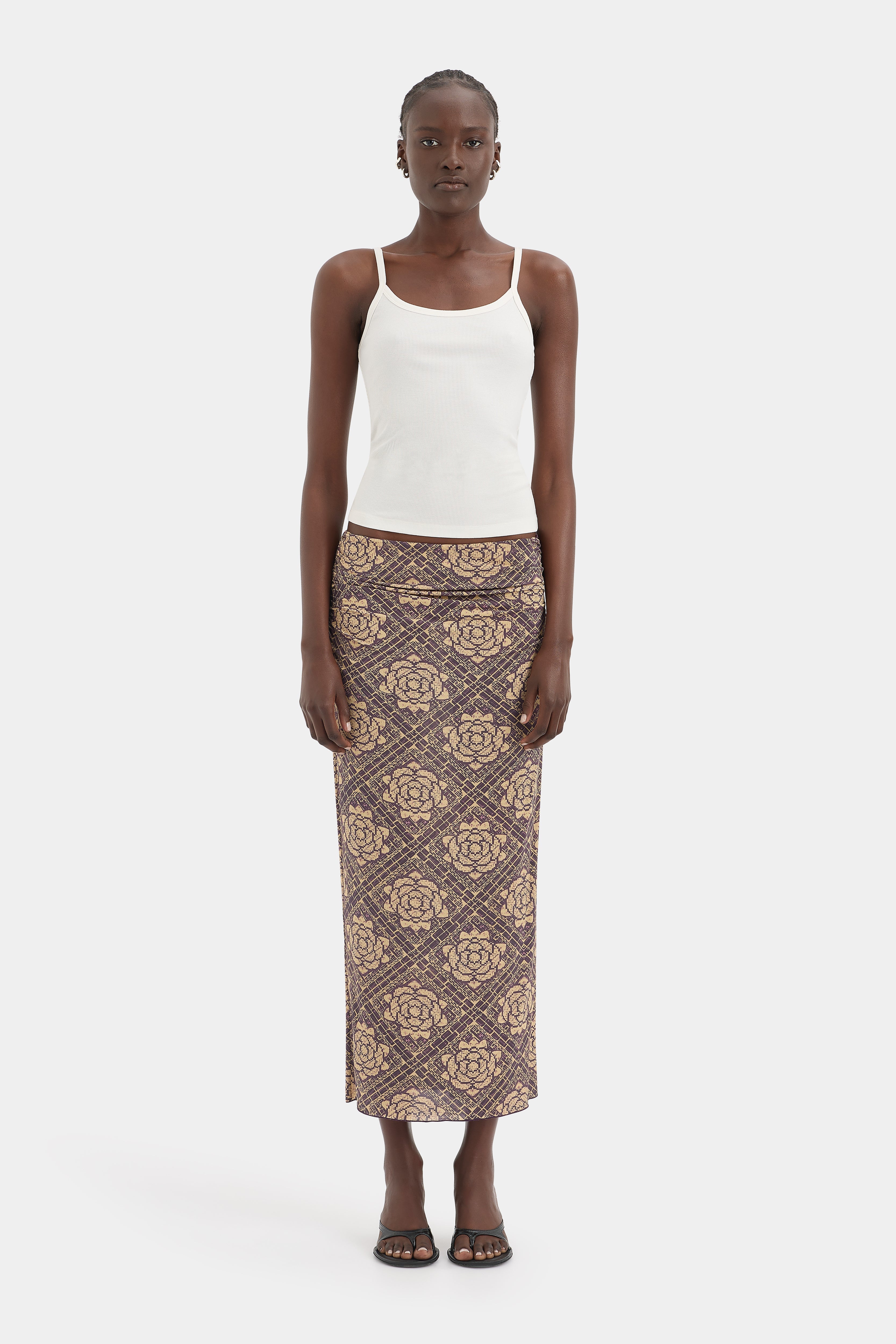 Sir Isola Midi Skirt in Rose Parquet Plum - outfit inspiration