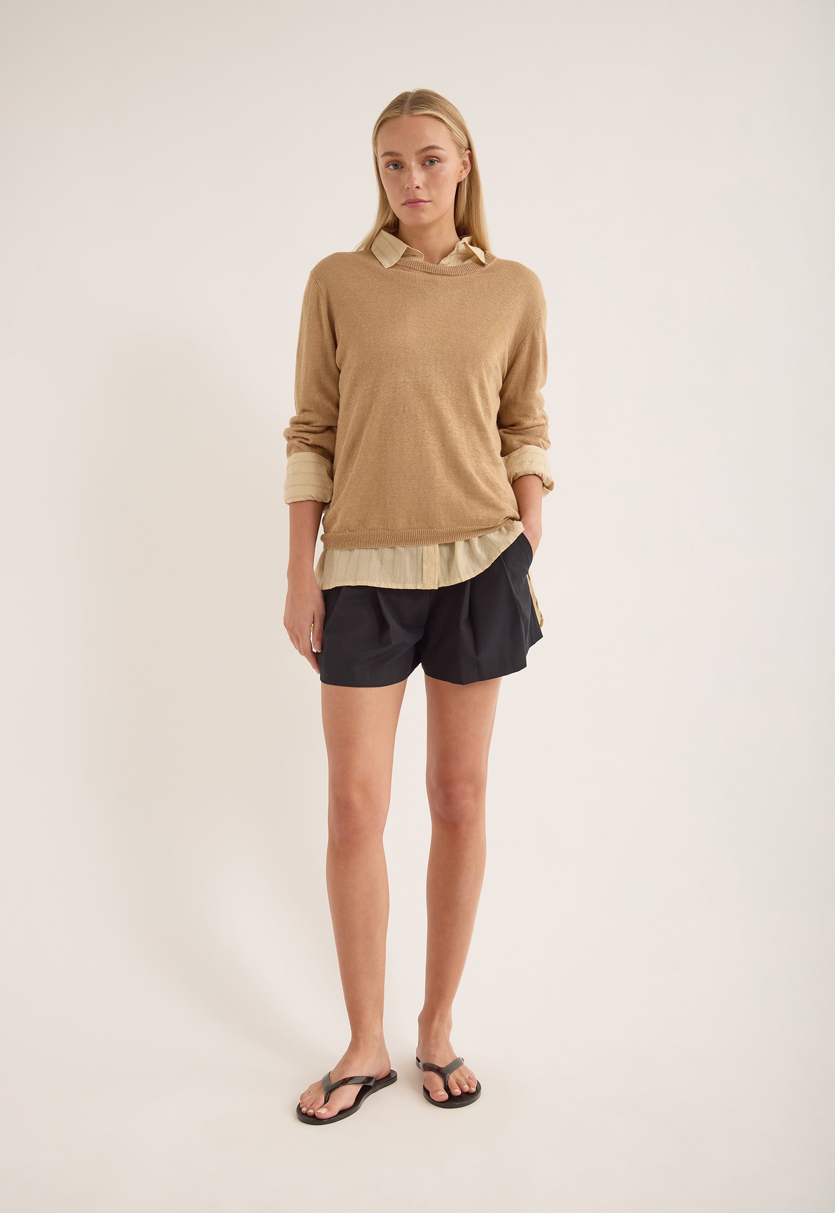 Jac and Jack Orlon Sweater in Cafe - side view