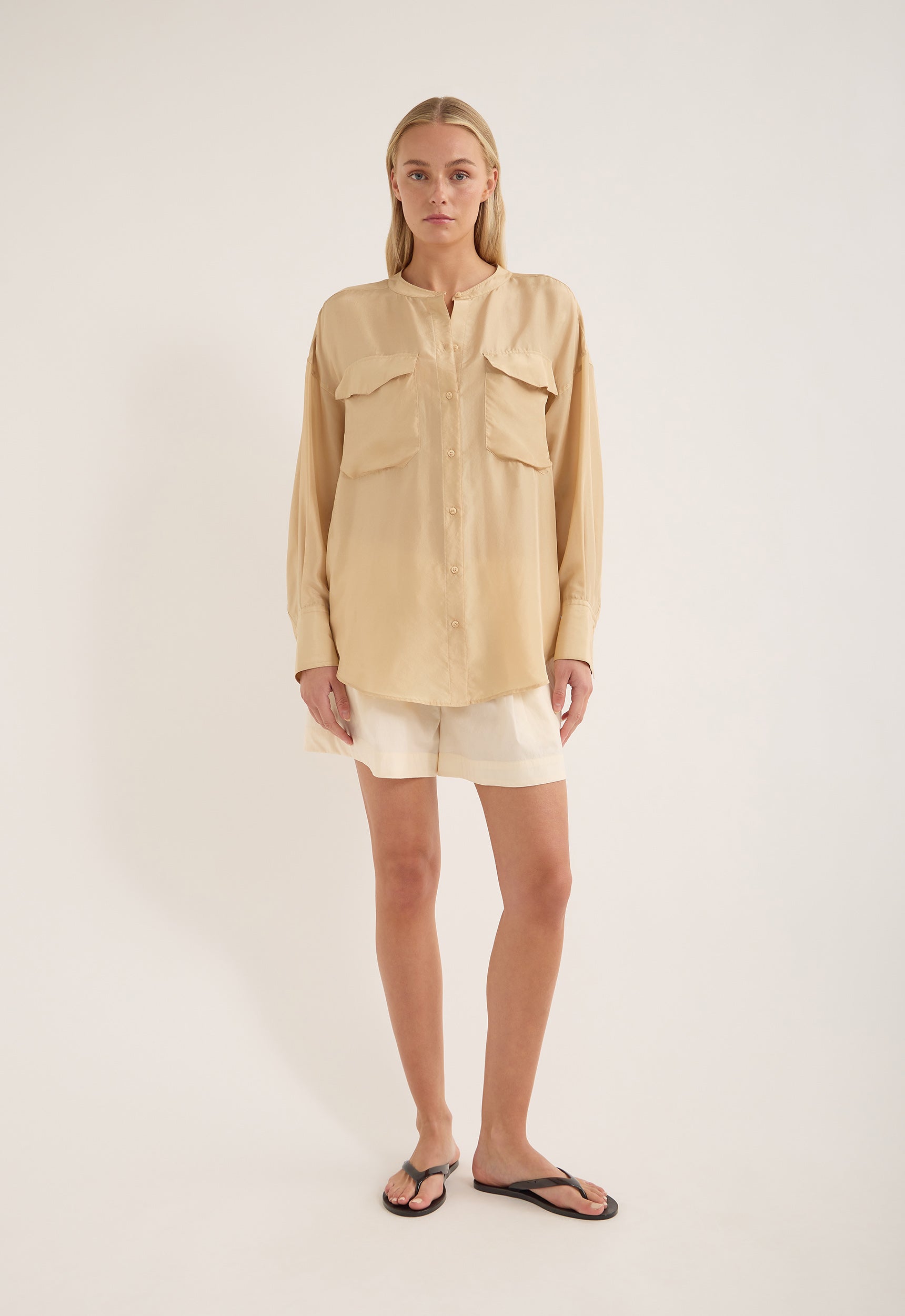 Jac and Jack Sarsen Shirt in Farrow - close up