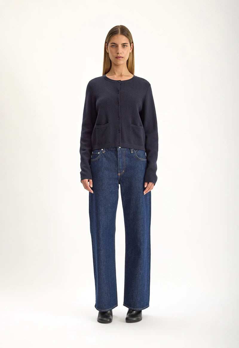 Jac and Jack Fable Cardigan in Navy - side view