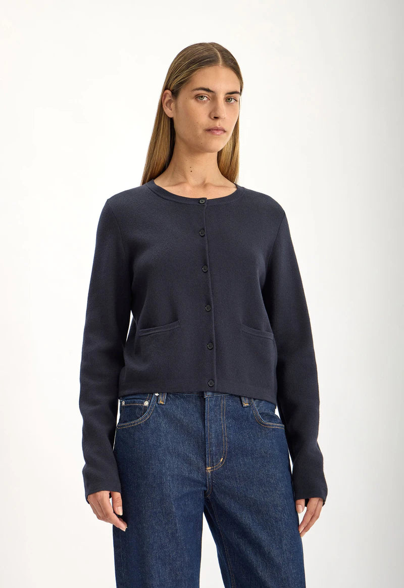 Jac and Jack Fable Cardigan in Navy - detail view