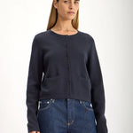 Jac and Jack Fable Cardigan in Navy - detail view