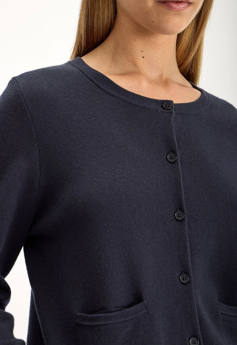 Jac and Jack Fable Cardigan in Navy - close up