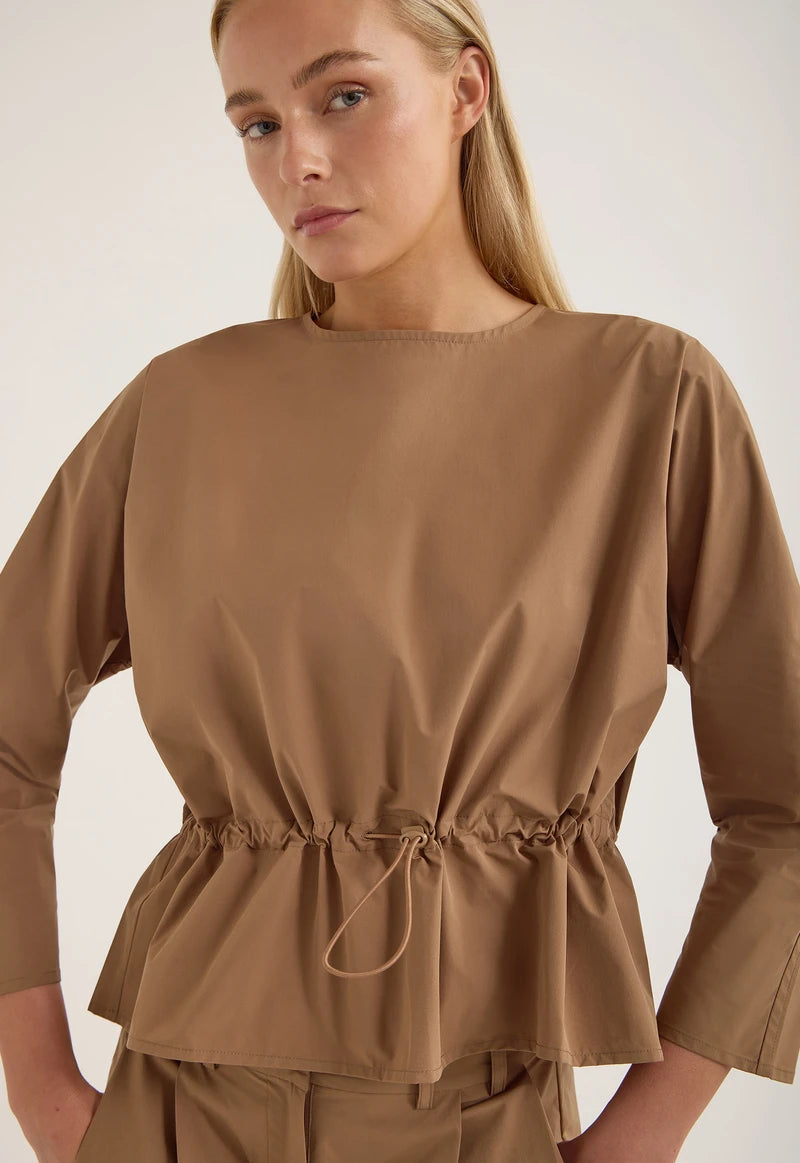Jac and Jack State Top in Biscuit - close up