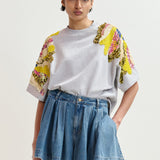 Essentiel Antwerp Jadda Embroidered Sweatshirt in Silver Lining