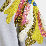 Essentiel Antwerp Jadda Embroidered Sweatshirt in Silver Lining