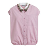 Essentiel Antwerp Janky Beaded Collar Shirt in Violette
