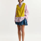 Essentiel Antwerp Jit Knit Combo Shirt in Amalfi Lemon