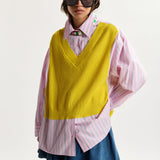 Essentiel Antwerp Jit Knit Combo Shirt in Amalfi Lemon