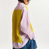 Essentiel Antwerp Jit Knit Combo Shirt in Amalfi Lemon