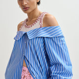 Essentiel Antwerp Jori Embellished Shirt Dress in Off White