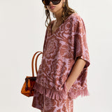 Essentiel Antwerp Jorlando Towel Jersey V Neck Top in Violette