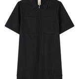 Lee Mathews Drill Mini Dress in Black
