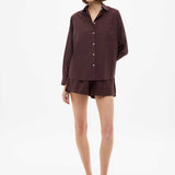 LMND Chiara Long Sleeve Shirt in Chocolate