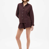 LMND Chiara Long Sleeve Shirt in Chocolate