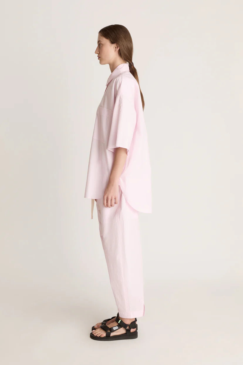 Lee Mathews Poplin Short Sleeve Shirt in Musk