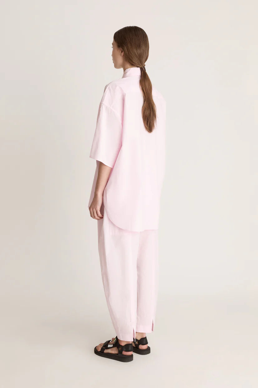 Lee Mathews Poplin Short Sleeve Shirt in Musk