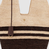Anine Bing Leah Stripes Hobo Raffia in Natural and Brown