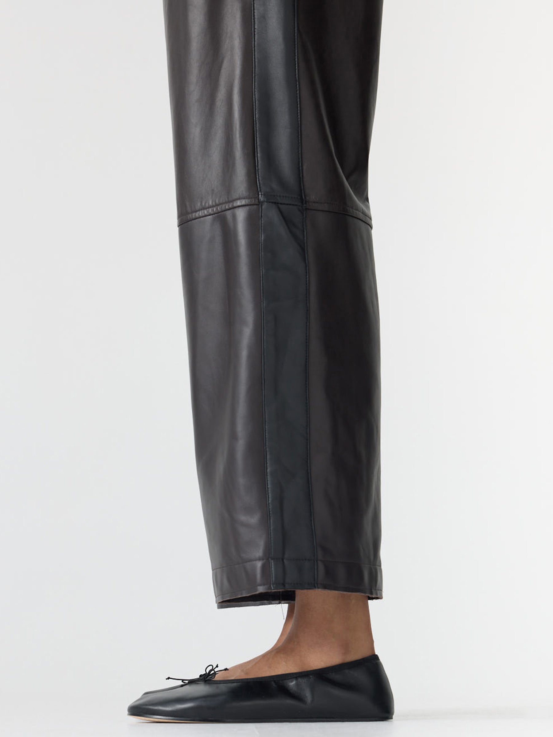 Bassike Leather Pull On Wide Leg Pant in Carob/Black Stripe - outfit inspiration