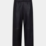 Bassike Leather Pull On Wide Leg Pant in Carob/Black Stripe