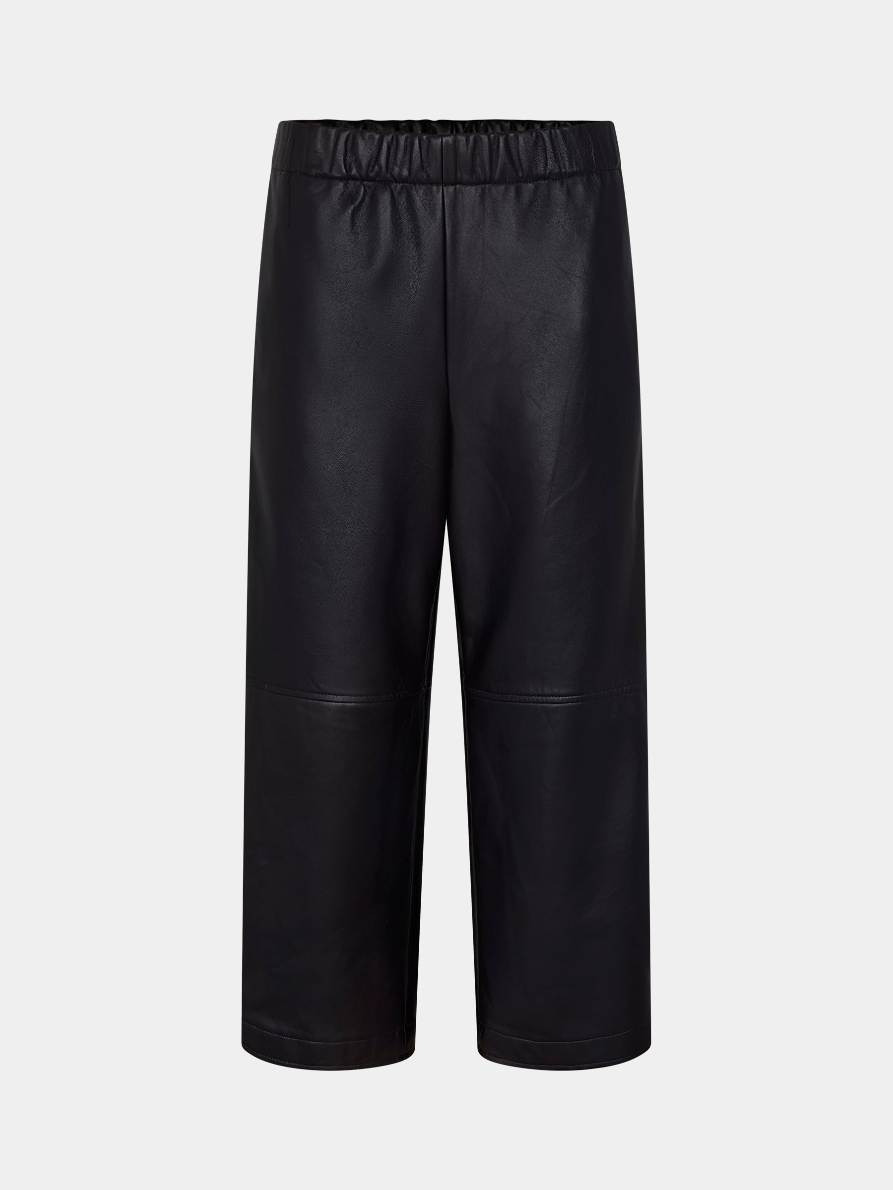 Bassike Leather Pull On Wide Leg Pant in Carob/Black Stripe