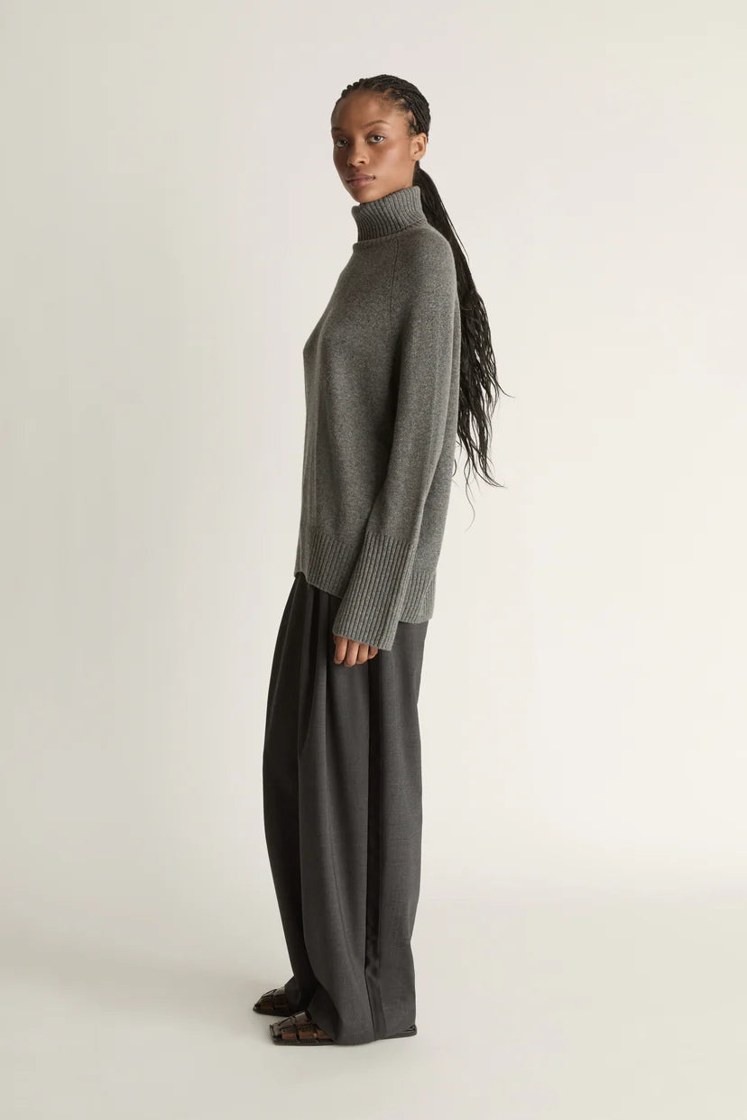Lee Mathews Cashmere Turtleneck in in Dark Grey