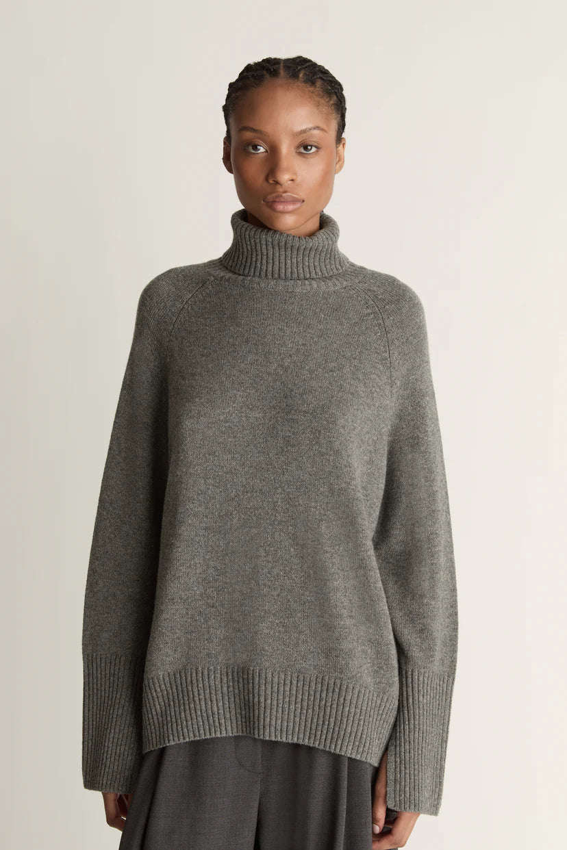 Lee Mathews Cashmere Turtleneck in in Dark Grey