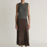 Lee Mathews Stella Silk Satin Skirt in Chocolate