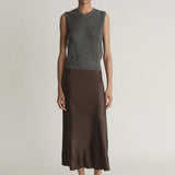 Lee Mathews Stella Silk Satin Skirt in Chocolate
