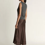 Lee Mathews Stella Silk Satin Skirt in Chocolate