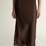 Lee Mathews Stella Silk Satin Skirt in Chocolate