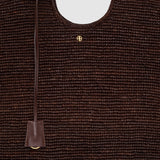 Anine Bing Lili Tote Raphia in Dark Brown