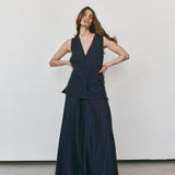 Luxe De Valentina Celeste Maxi Skirt in Silver Studded Navy