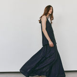 Luxe De Valentina Celeste Maxi Skirt in Silver Studded Navy