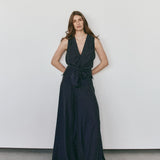 Luxe De Valentina Celeste Maxi Skirt in Silver Studded Navy