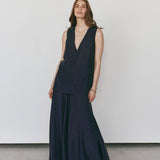 Luxe De Valentina Celeste Maxi Skirt in Silver Studded Navy