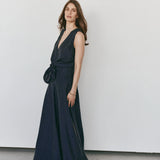 Luxe De Valentina Celeste Maxi Skirt in Silver Studded Navy