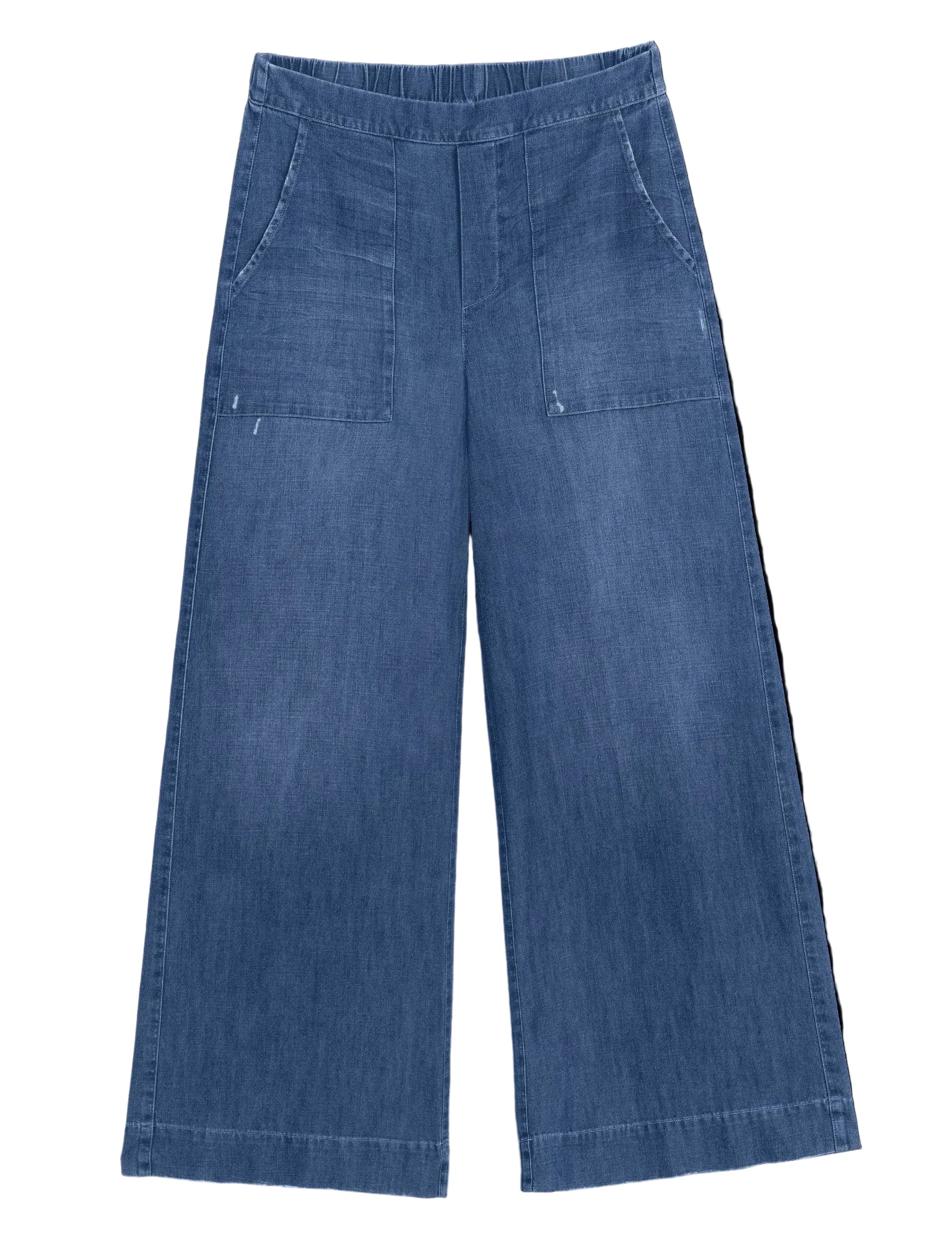 Frank & Eileen Madeline Patch Pocket Pull-On Pant in Distressed Indigo Washed Denim