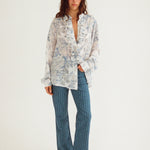 Maggie Marilyn For The Frill Of It Shirt in Vintage Blue Floral - side view