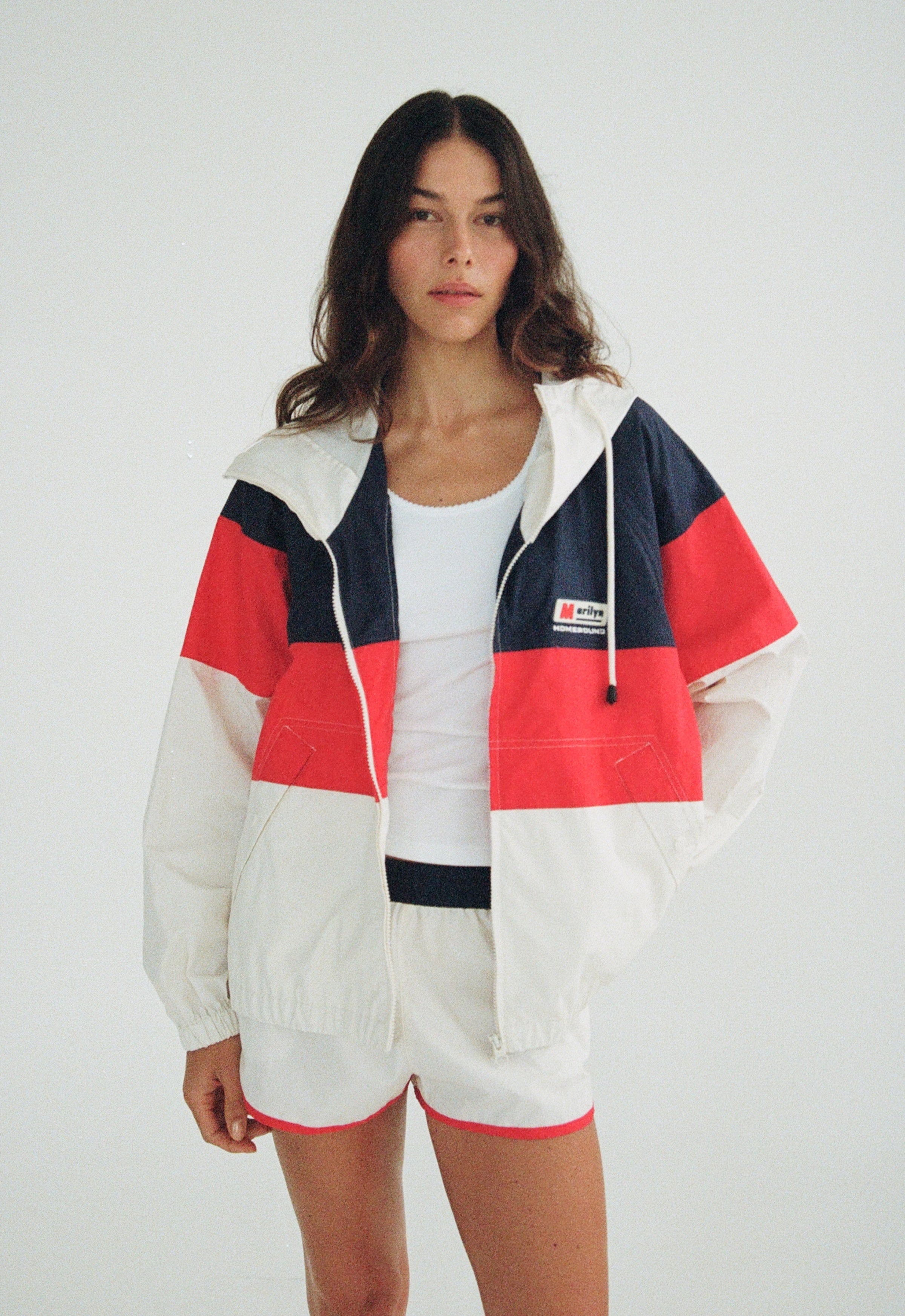 Maggie Marilyn Homebound Windbreaker in Nautical - detail view