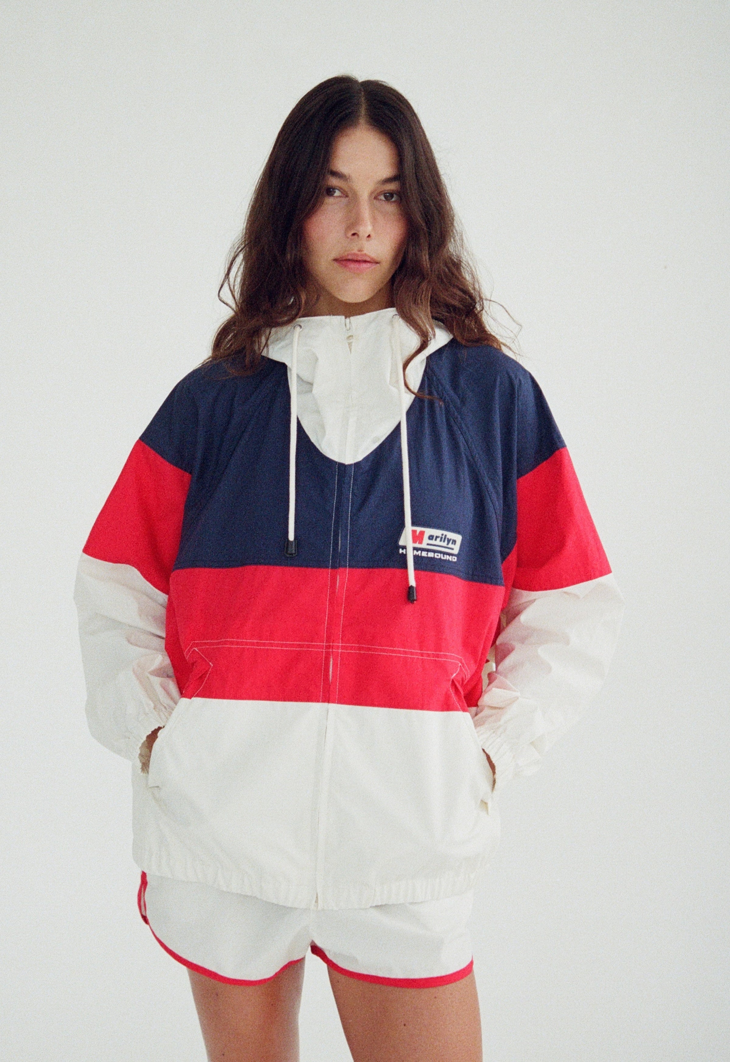 Maggie Marilyn Homebound Windbreaker in Nautical - styled look
