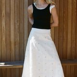Maggie Marilyn Its A New Day Skirt in Embroidered White - side view