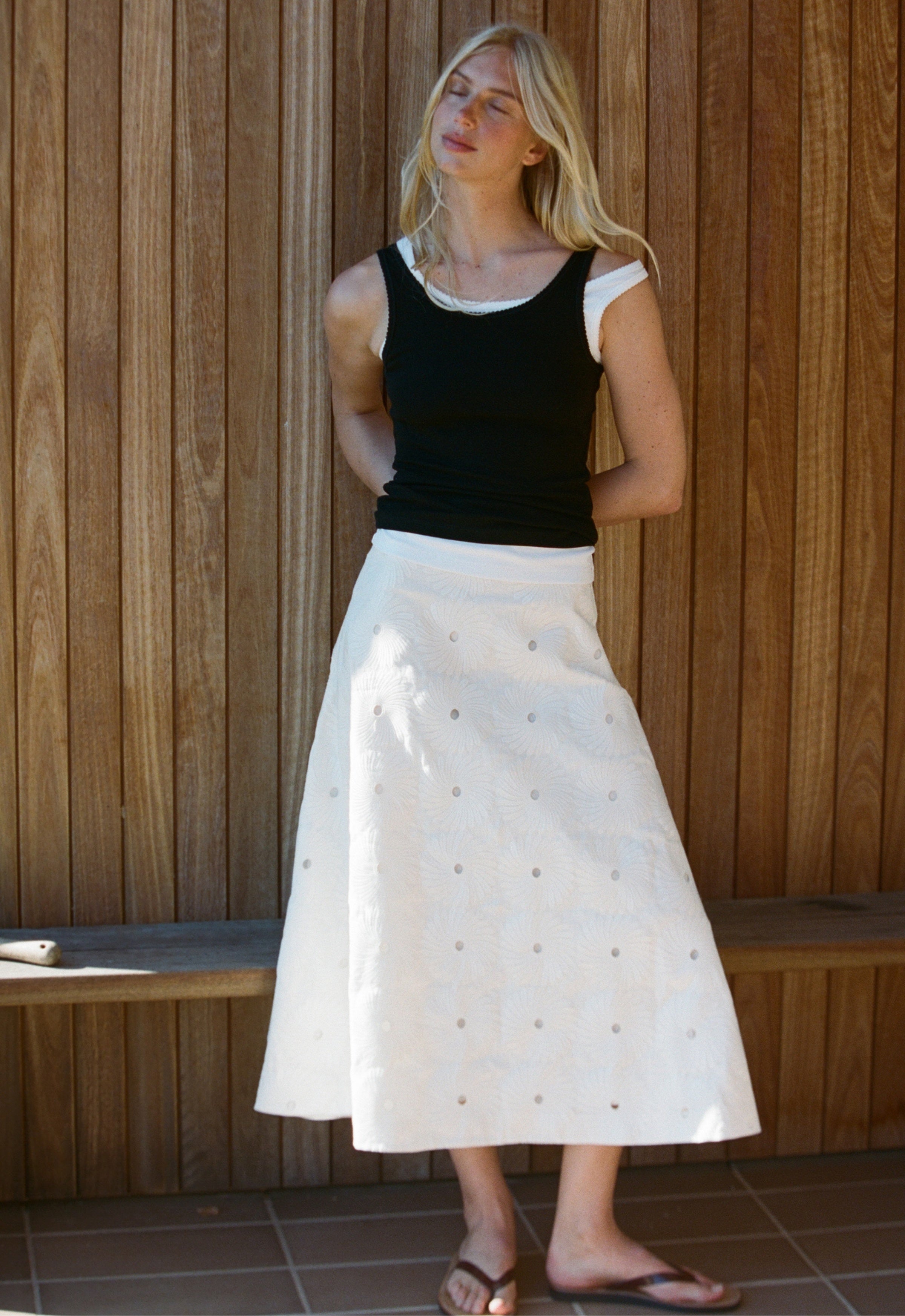 Maggie Marilyn Its A New Day Skirt in Embroidered White - side view