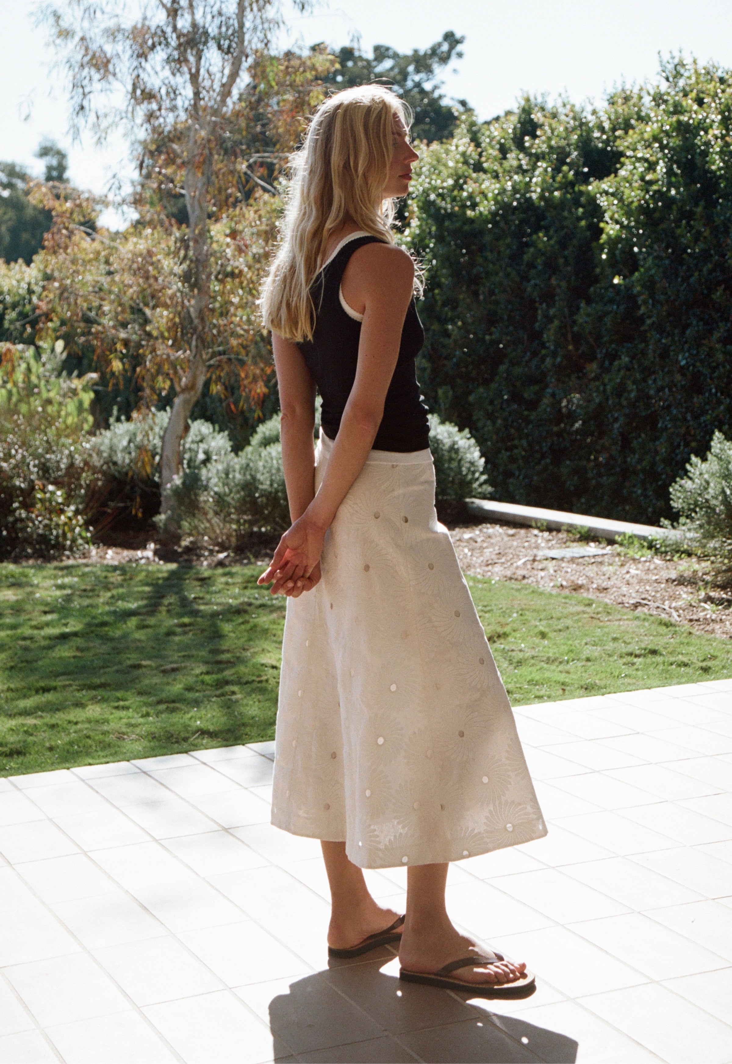 Maggie Marilyn Its A New Day Skirt in Embroidered White - detail view