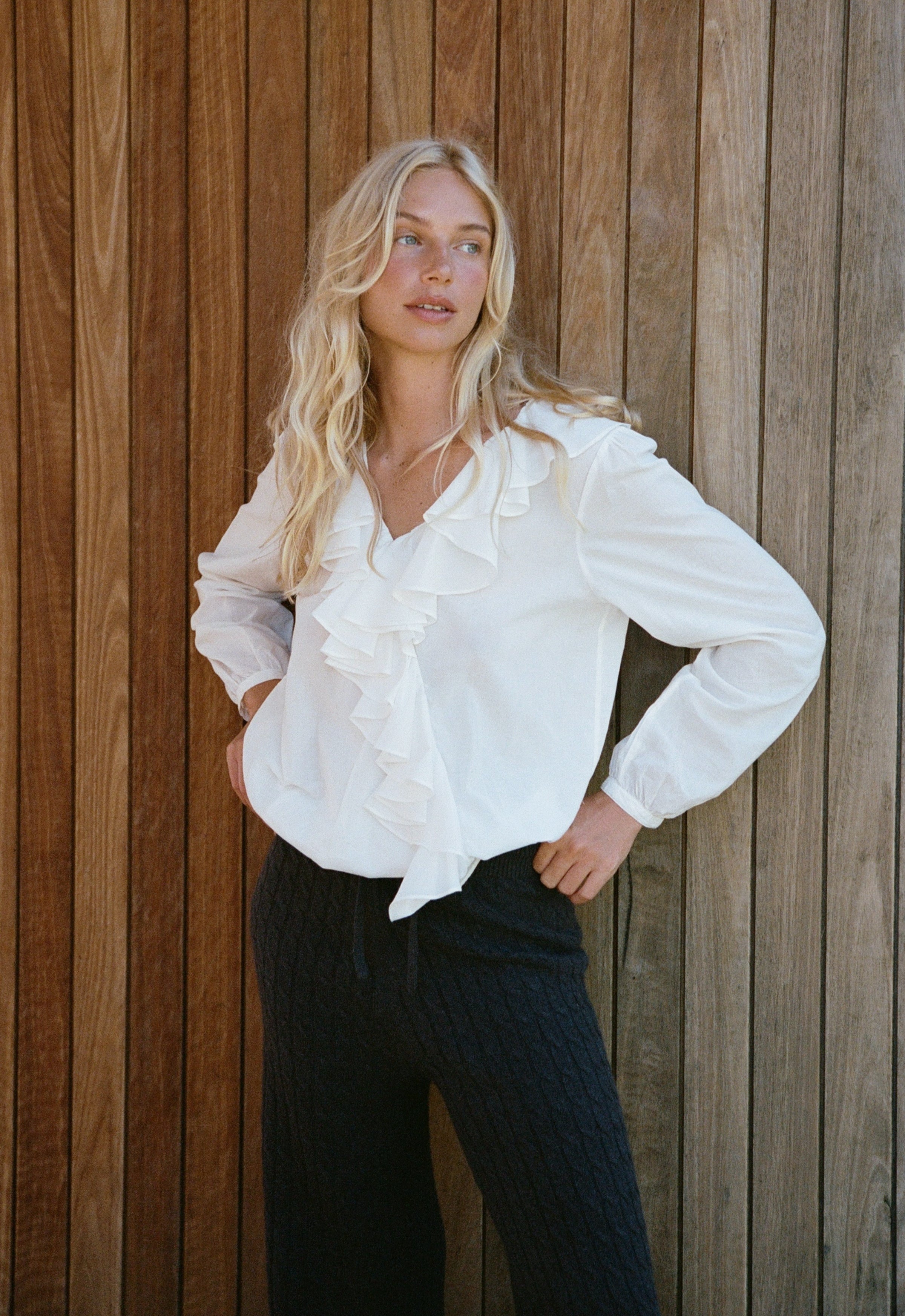 Maggie Marilyn Keep Your Edges Soft Blouse in White - styled look