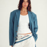 Maggie Marilyn Silk Scarf in Sail Boats - side view