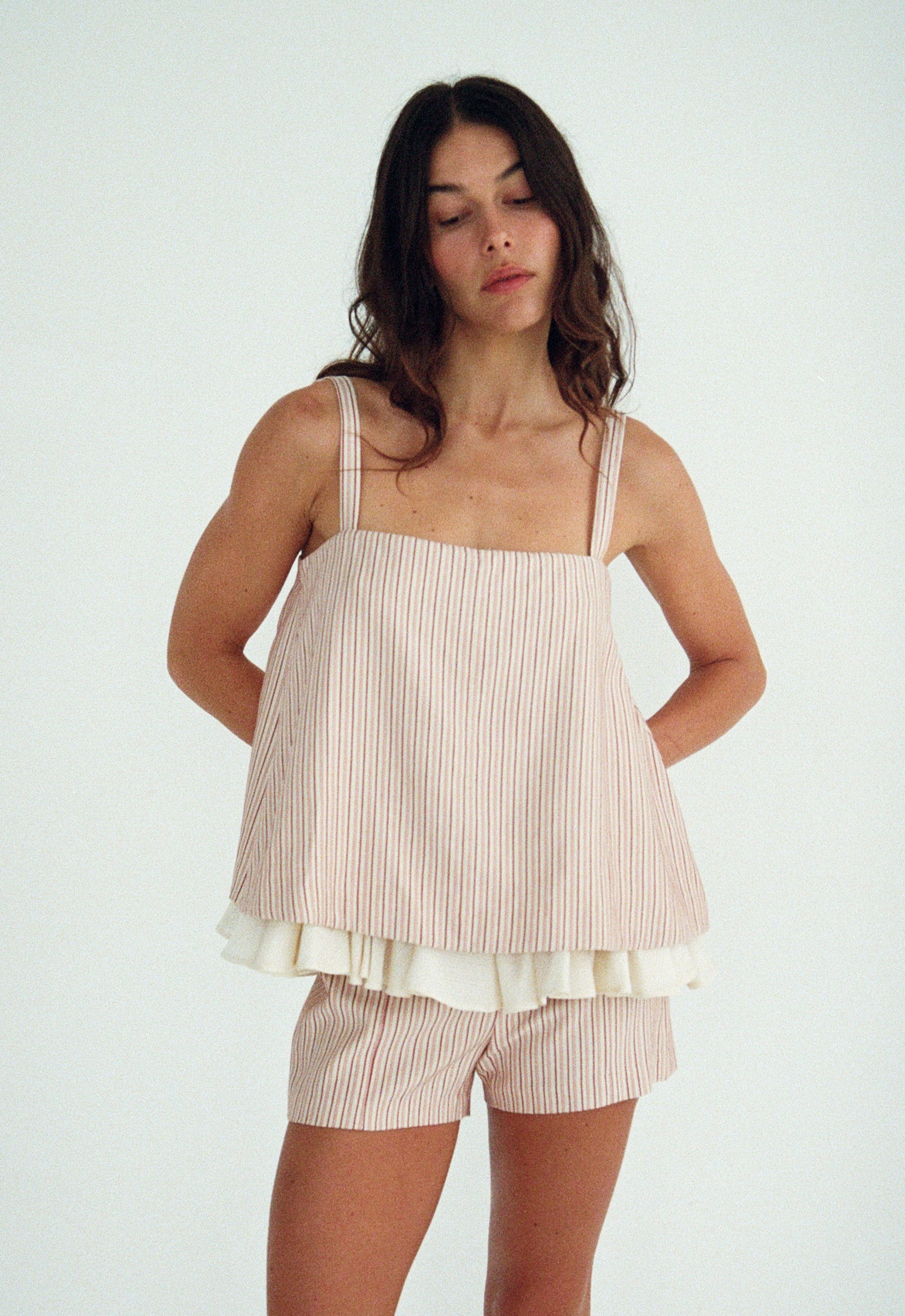Maggie Marilyn Someday Soon Top in Strawberry and Cream Stripe - side view
