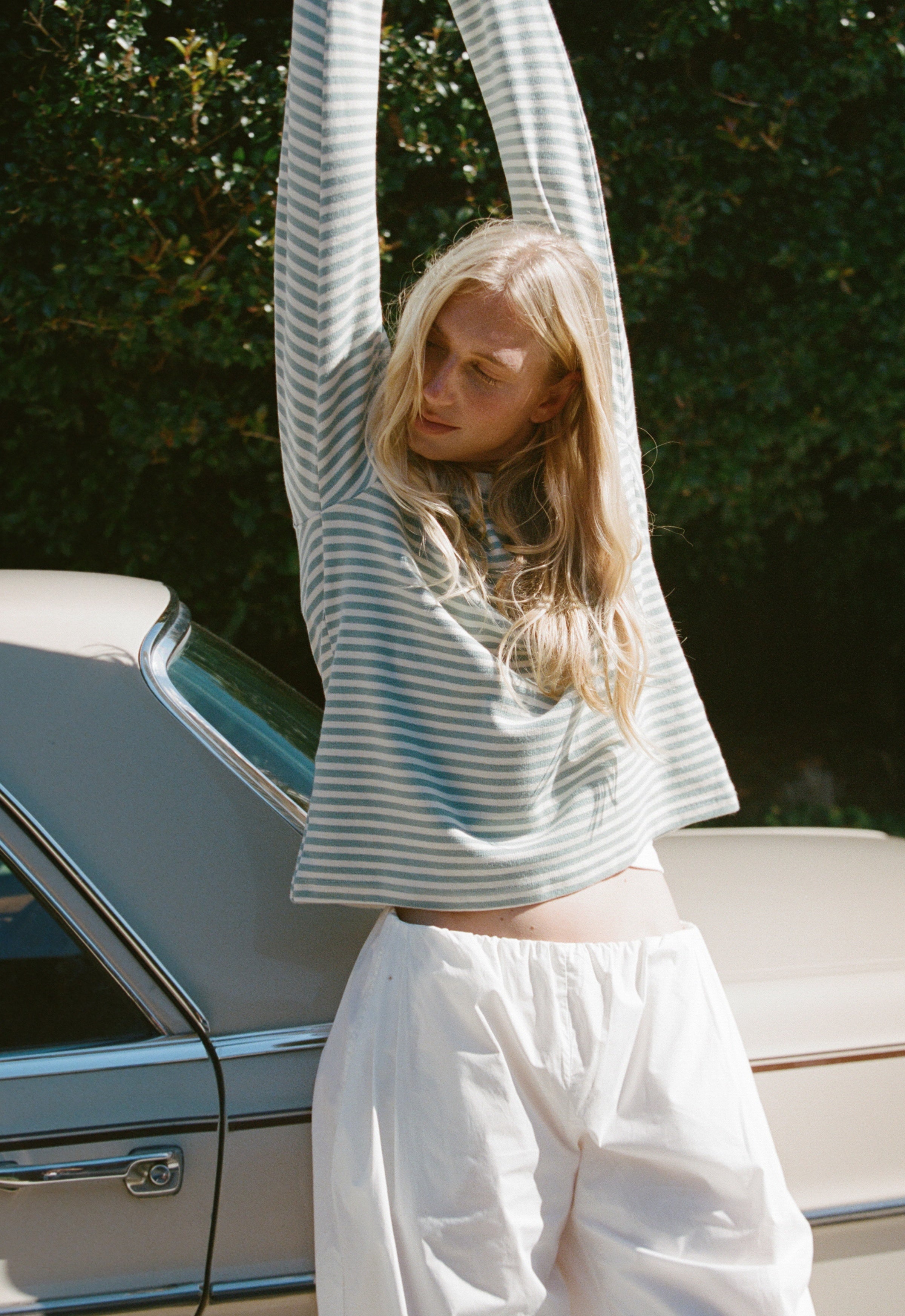 Maggie Marilyn Things Are Looking Up Elastic Waist Pant in White - detail view