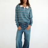 Maggie Marilyn This Must Be The Place Sweater in Vintage Navy Stripe - side view