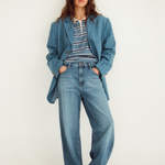 Maggie Marilyn This Must Be The Place Sweater in Vintage Navy Stripe - detail view